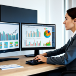 **

A professional businesswoman in a modest business suit, sitting at a desk analyzing fund performance charts in a modern office. Graphs and financial data displayed on multiple monitors. Fully clothed, appropriate attire, safe for work, perfect anatomy, natural proportions, professional photography, high quality, family-friendly.

**