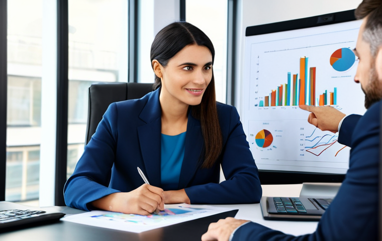 **

"A professional financial advisor, fully clothed in a modest business outfit, is consulting with a client in a modern office setting. The advisor is explaining investment options, using charts and graphs. The scene emphasizes trust and expertise. Safe for work, appropriate content, professional, perfect anatomy, correct proportions, well-formed hands, proper finger count, natural body proportions, high quality rendering."

**