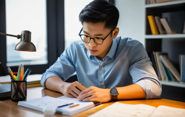 펀드투자상담사 교육과정 비교 - **Prompt:** A focused and determined young professional, of East Asian descent, sits at a clean, mod...