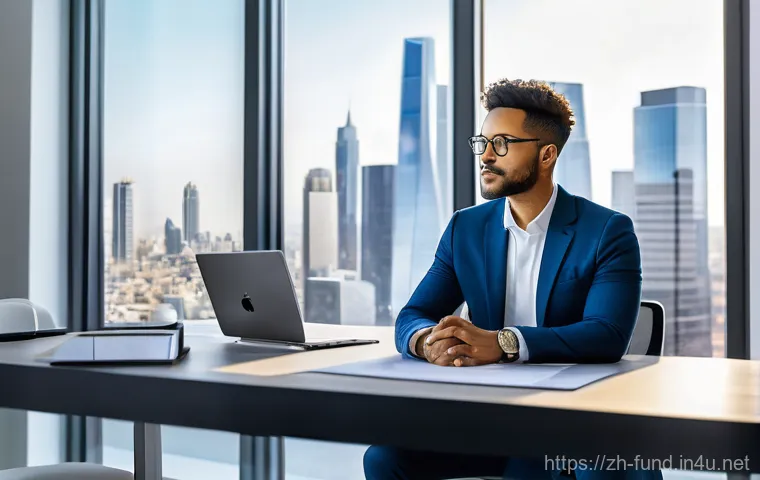 펀드투자상담사 관련 금융 기술 활용 사례 - **Prompt:** A diverse individual, dressed in casual yet smart business attire, sits comfortably at a...