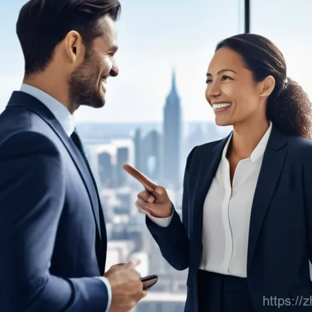 펀드투자상담사로서의 비전 및 사명 - **Prompt:** A professional financial advisor, a confident woman in her late 30s wearing a chic busin...