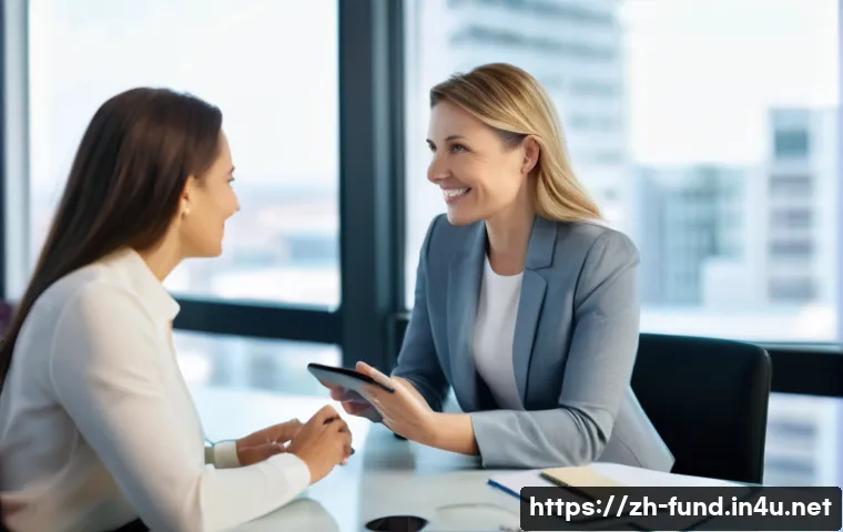 펀드투자상담사와 자격증 시험 후기 - A professional female financial advisor, in her late 20s to early 30s, with a warm and intelligent e...