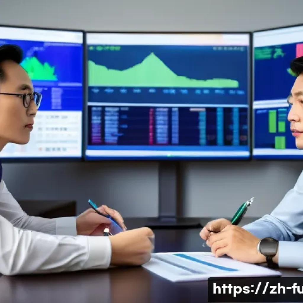 펀드투자상담사와 연관된 직무 사례 - A modern financial advisor office scene with a professional Chinese advisor attentively listening to...