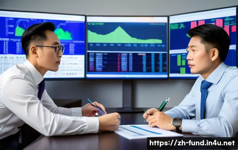 펀드투자상담사와 연관된 직무 사례 - A modern financial advisor office scene with a professional Chinese advisor attentively listening to...