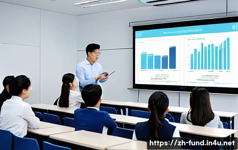 펀드투자상담사 실무 교육기관 추천 - A modern classroom setting in China with young adult students attentively listening to a professiona...