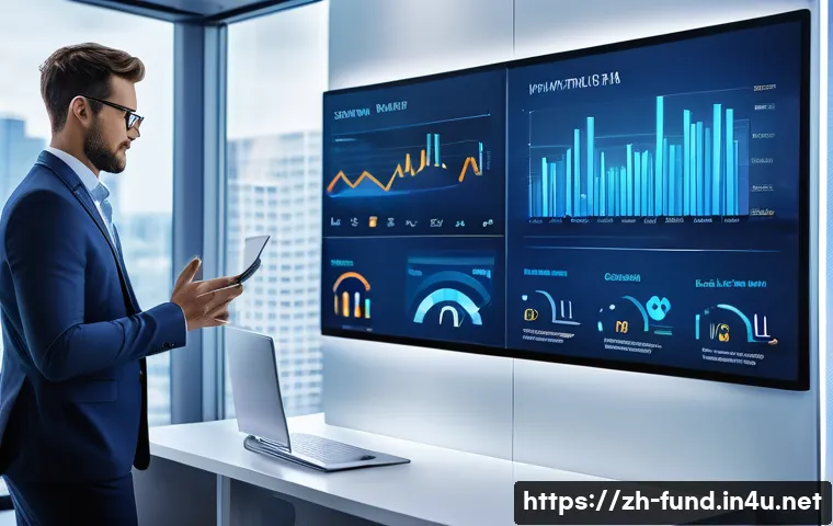 펀드투자상담사와 관련된 최신 뉴스 - A modern fund investment advisor office scene showing a professional consultant using advanced digit...