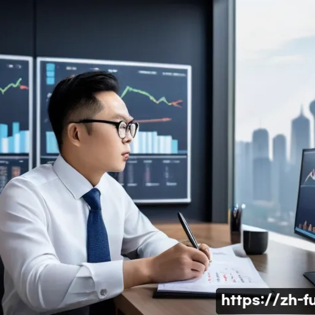 펀드투자상담사 관련 자격증 인지도 - A professional Chinese fund investment consultant in business attire, sitting at a modern desk with ...