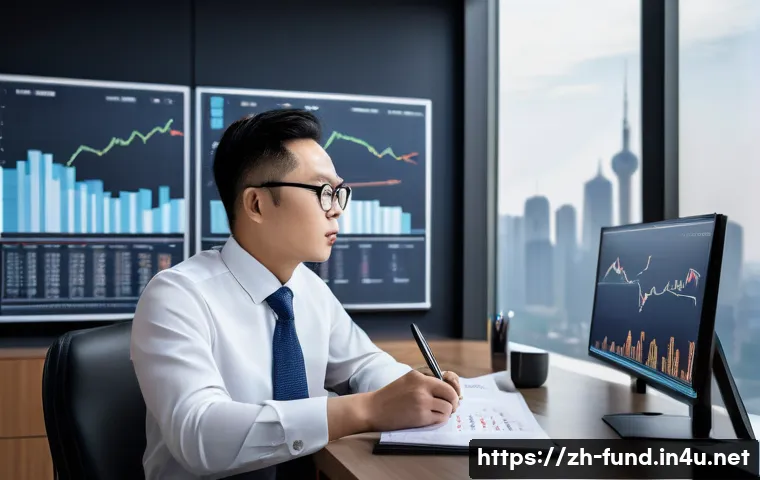펀드투자상담사 관련 자격증 인지도 - A professional Chinese fund investment consultant in business attire, sitting at a modern desk with ...
