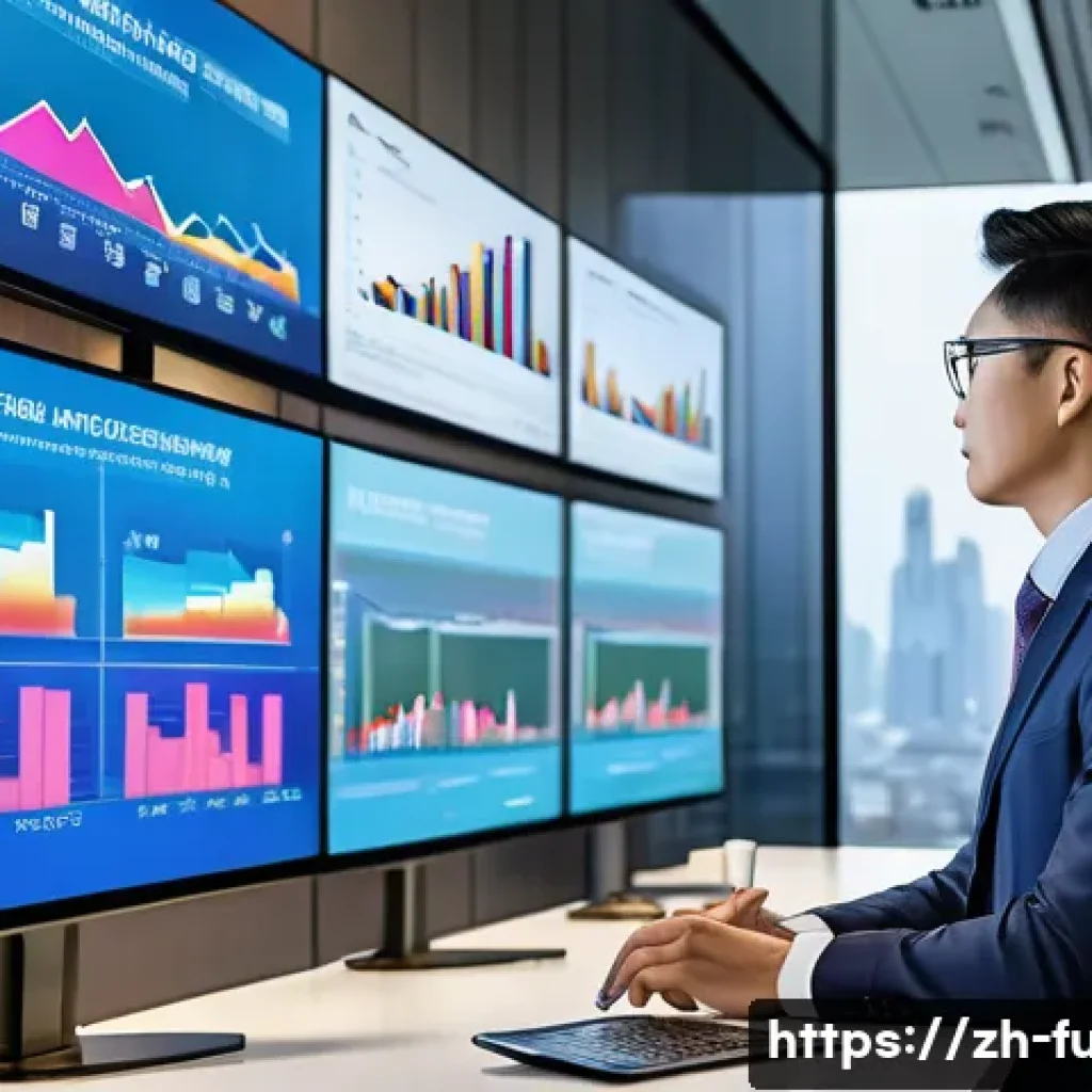 펀드투자상담사 필수 공부 과목 - A modern, sleek office scene featuring a professional Chinese financial advisor in smart business at...