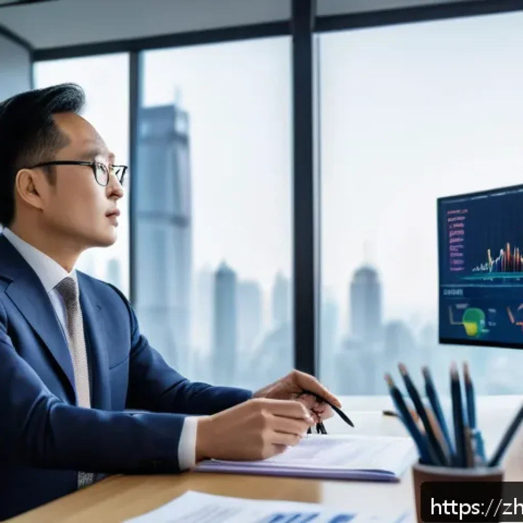 펀드투자상담사 직무에서의 윤리적 문제 사례 - A modern Chinese office setting showing a professional fund investment advisor in formal business at...