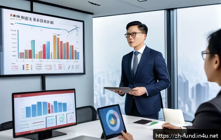펀드투자상담사와 연관된 자격증 비교 - A professional Chinese fund investment advisor in a modern office setting, wearing a formal business...