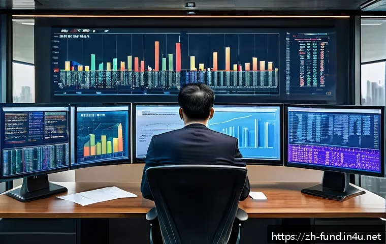 펀드투자상담사 시험문제 출제 경향 - A modern office scene showing a professional Chinese fund investment advisor in business attire, sit...