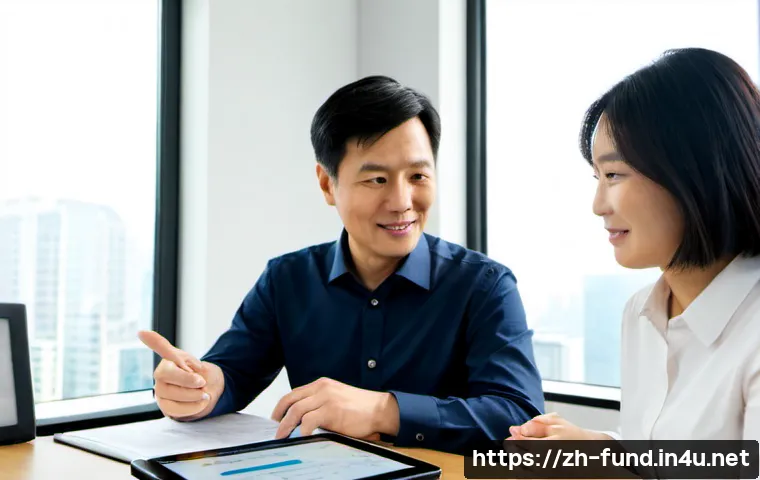 펀드투자상담사와 연금 투자 전략 - Photorealistic financial consultation scene, a friendly East Asian fund investment advisor in profes...